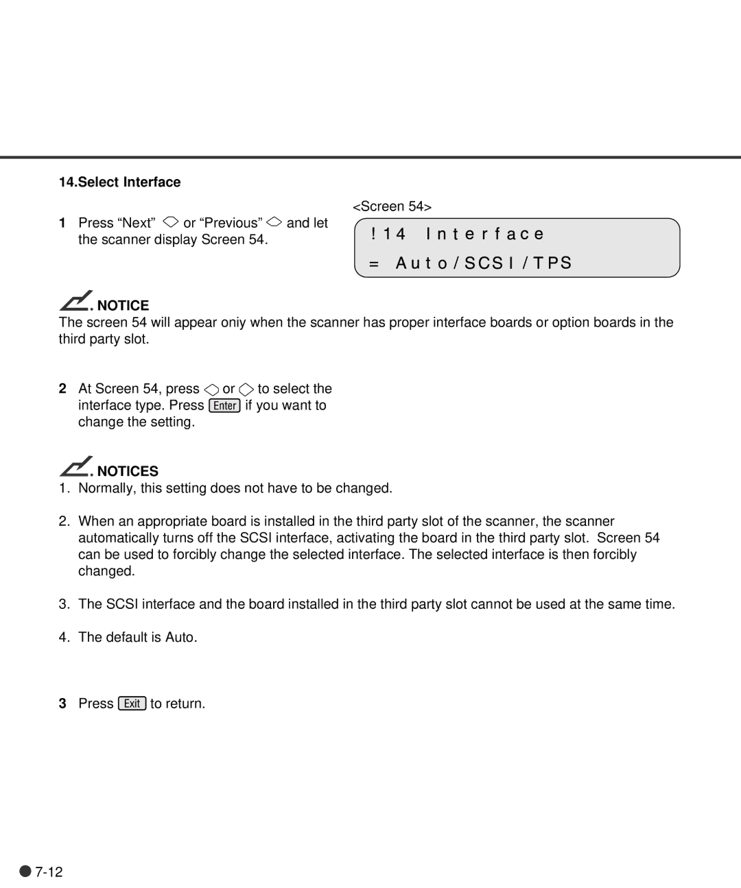 Fujitsu M4097D manual Select Interface 