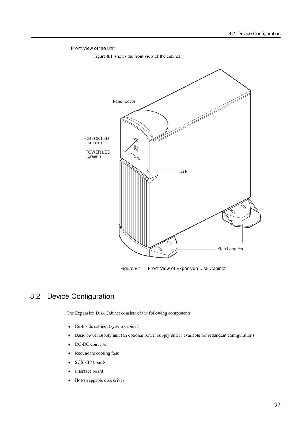 Fujitsu M400R, M600R, M200R, M400A Device Conﬁguration Front View of the unit, Front View of Expansion Disk Cabinet 