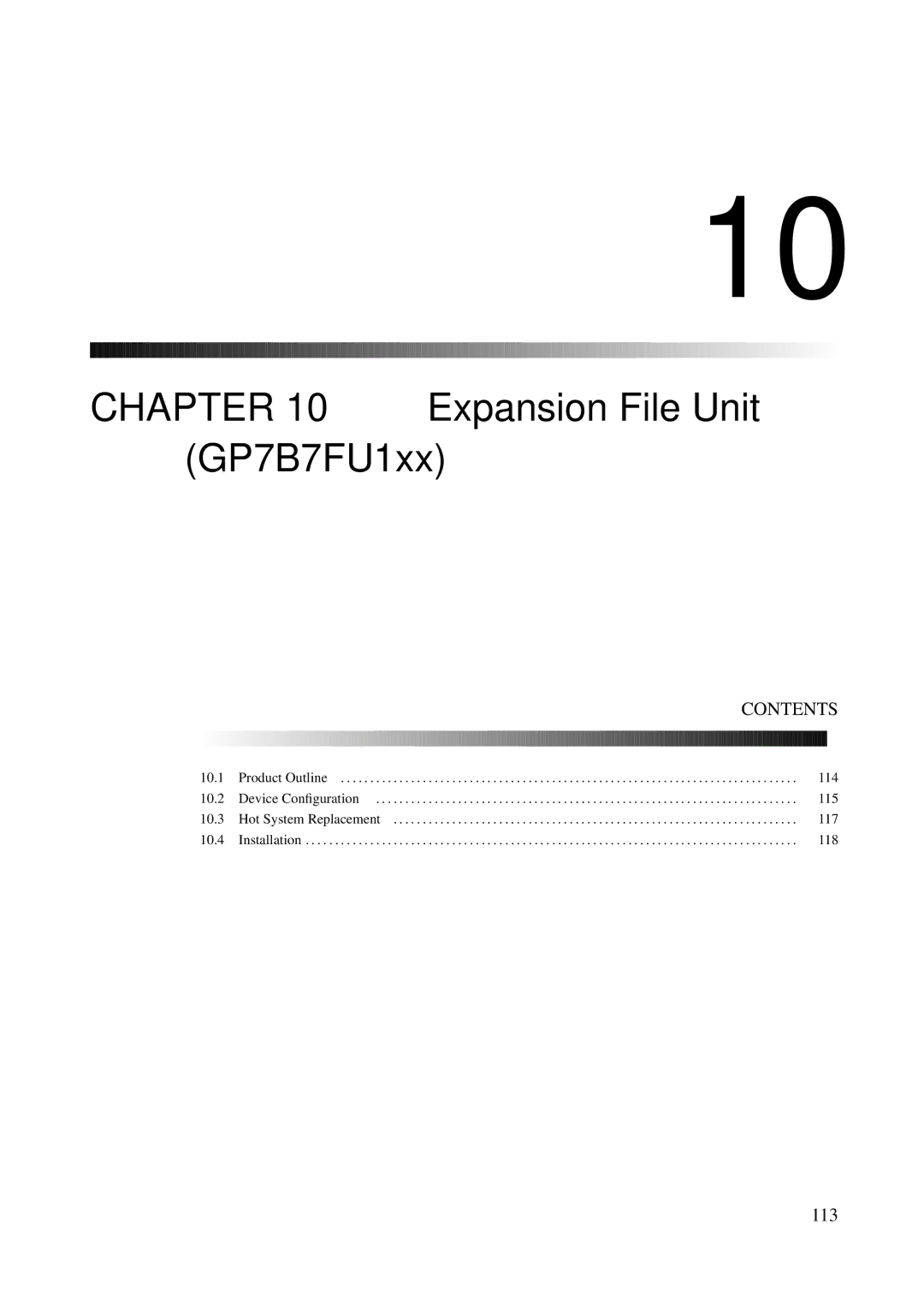 Fujitsu M600R, M200R, GranPower7000 (GP 7000F), M400R, M400A manual Expansion File Unit, GP7B7FU1xx, 113 