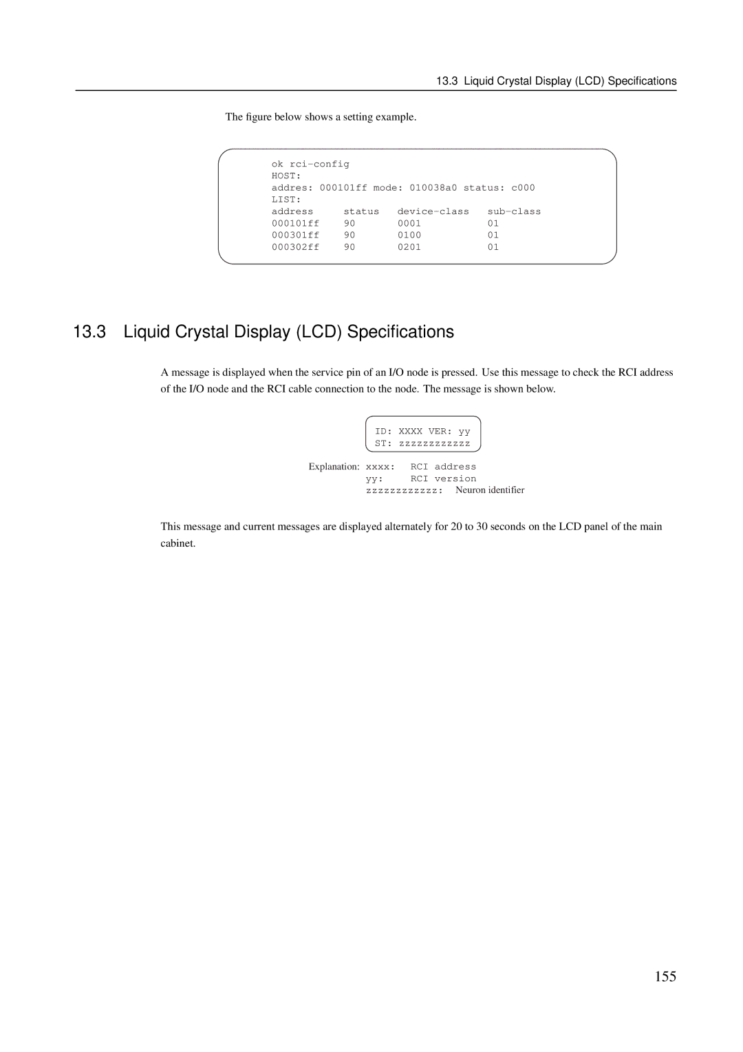 Fujitsu M600R, M200R, GranPower7000 (GP 7000F), M400R, M400A manual Liquid Crystal Display LCD Speciﬁcations, 155 