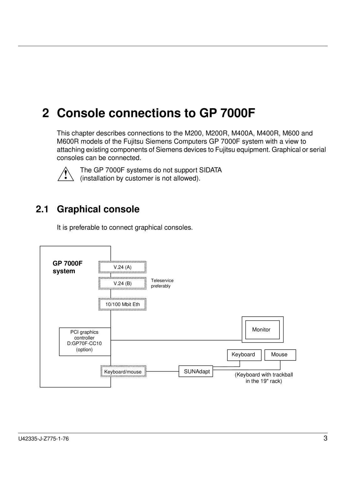 Fujitsu M400R, M600R, M200R, GranPower7000 (GP 7000F), M400A manual Console connections to GP 7000F, 24 a 