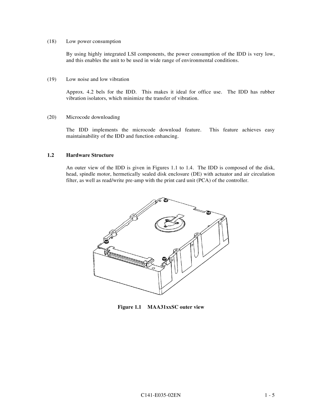 Fujitsu MAC3045, MAB3045, MAB3091, MAC3091, MAA3182 manual MAA31xxSC outer view 