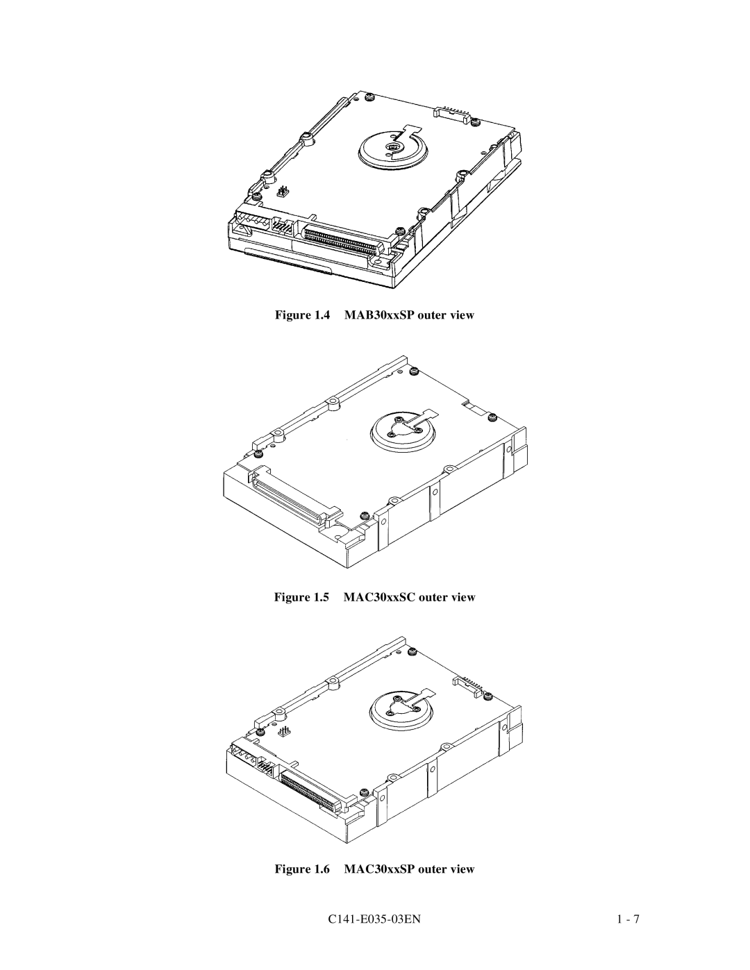 Fujitsu MAB3091, MAC3045, MAB3045, MAC3091, MAA3182 manual MAB30xxSP outer view 