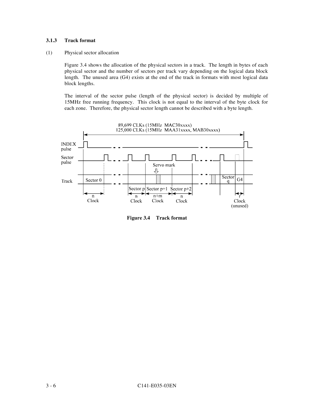 Fujitsu MAB3045, MAC3045, MAB3091, MAC3091, MAA3182 manual Track format 