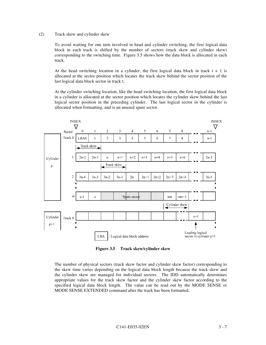 Fujitsu MAB3091, MAC3045, MAB3045, MAC3091, MAA3182 manual Track skew/cylinder skew 