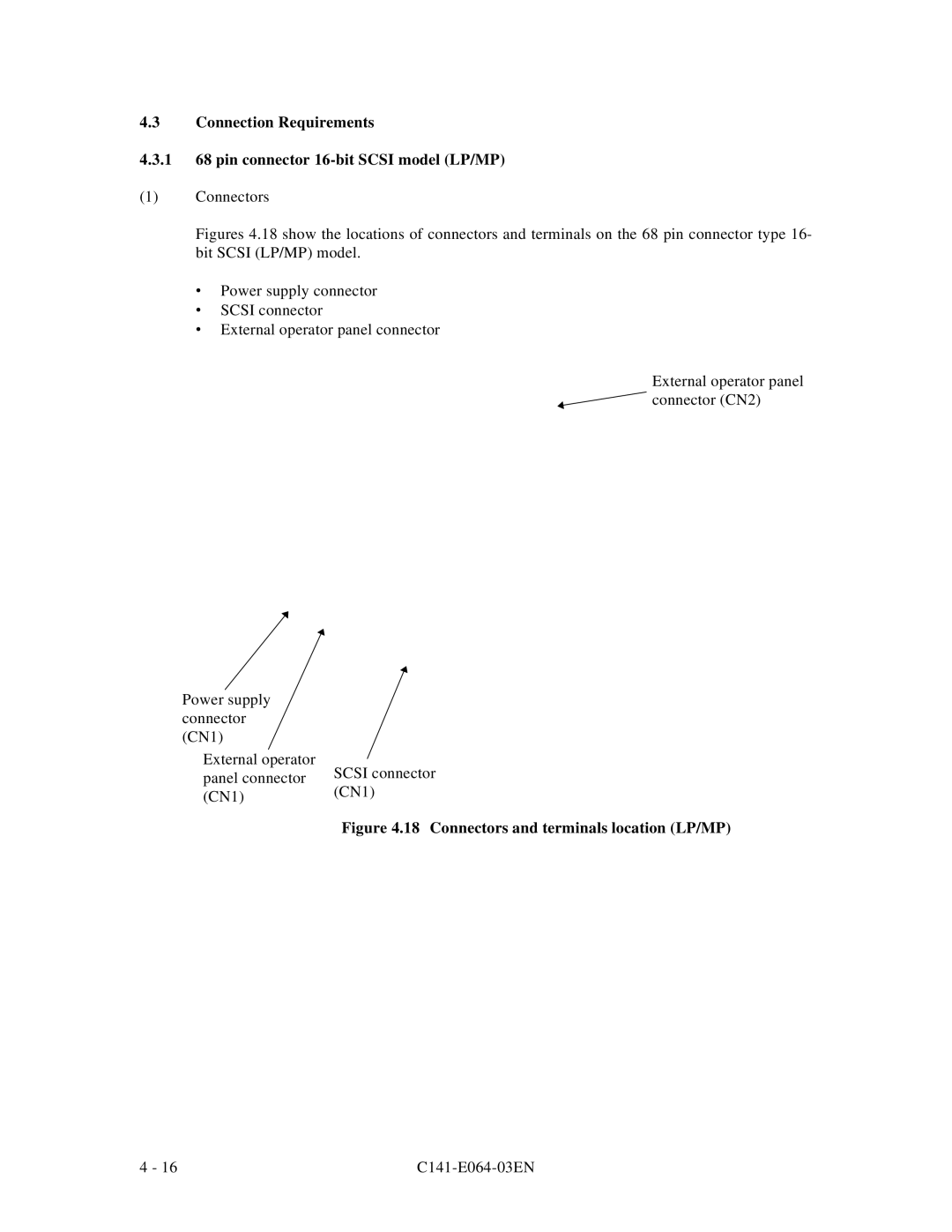 Fujitsu MAE3091LC, MAF3364LP, MAF3364LC, MAG3182LC, MAE3182LC manual Connectors and terminals location LP/MP 