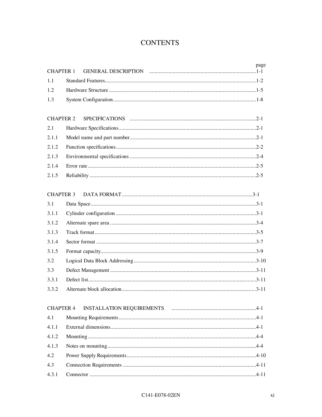 Fujitsu MAG3091FC, MAF3364FC, MAG3182FC manual Contents 