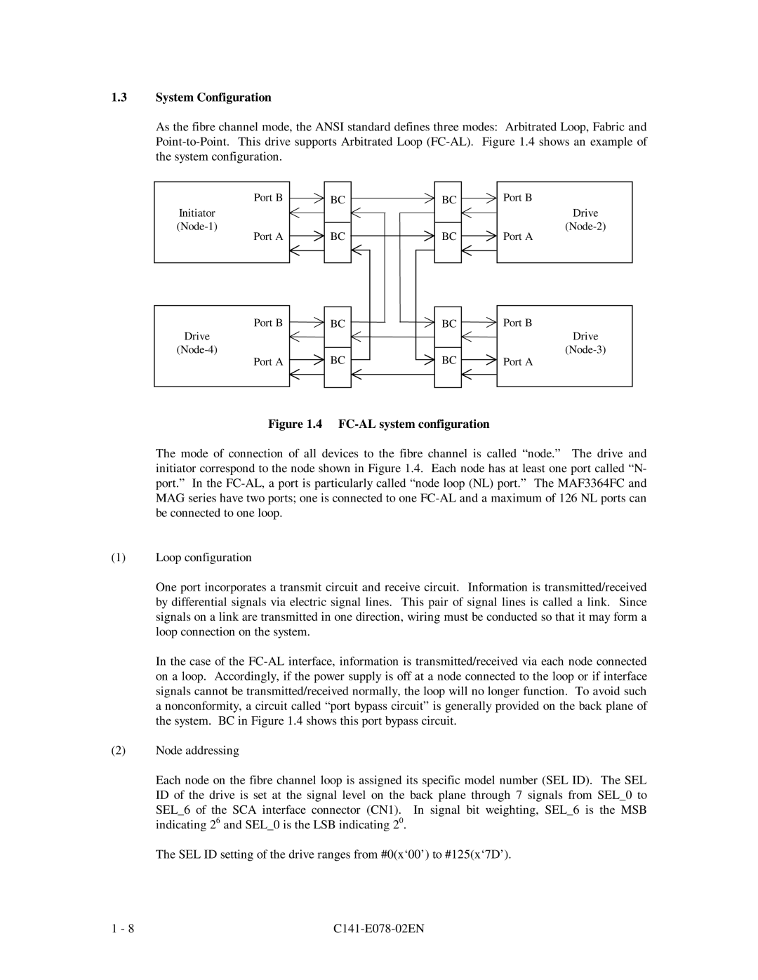 Fujitsu MAF3364FC, MAG3091FC, MAG3182FC manual FC-AL system configuration 