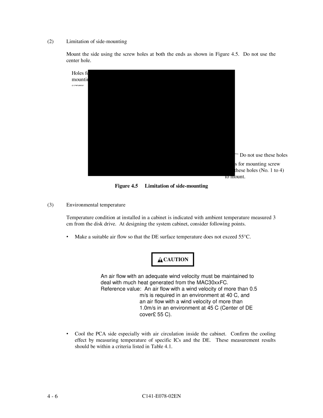 Fujitsu MAG3182FC, MAG3091FC, MAF3364FC manual Limitation of side-mounting 