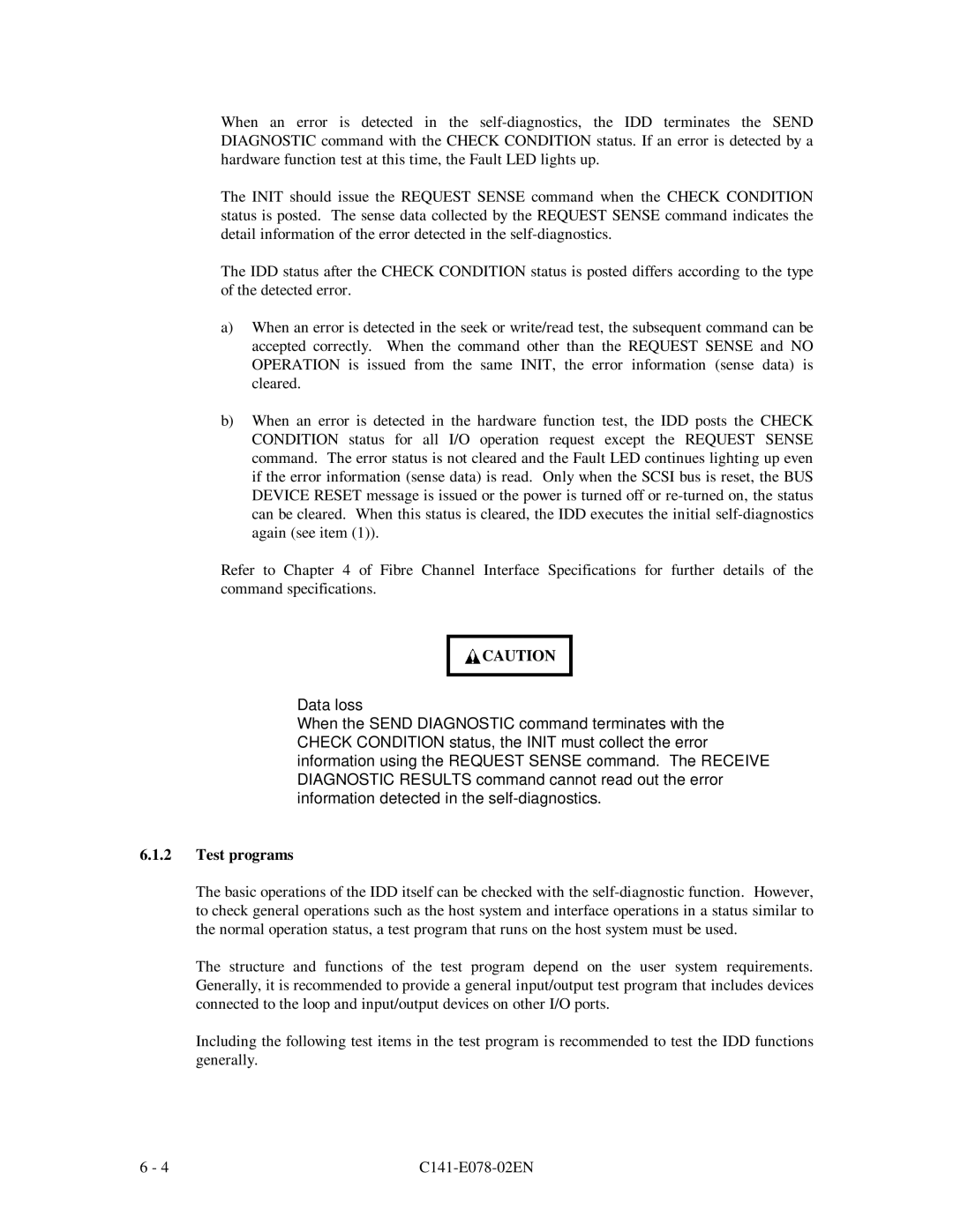 Fujitsu MAF3364FC, MAG3091FC, MAG3182FC manual Test programs 