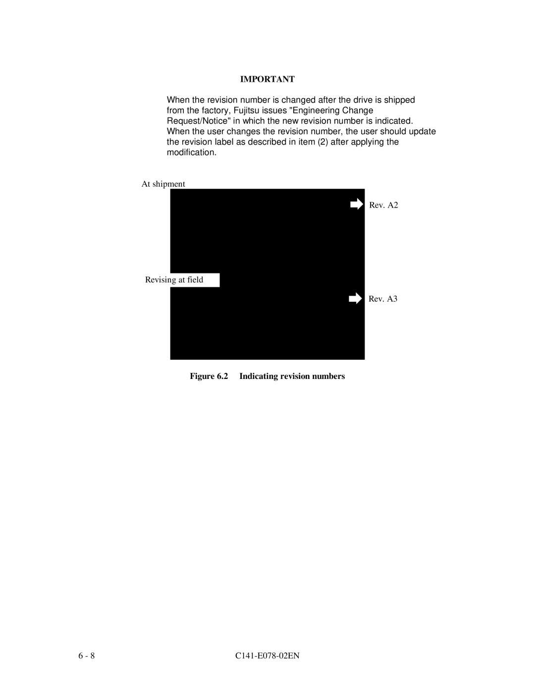 Fujitsu MAG3182FC, MAG3091FC, MAF3364FC manual Indicating revision numbers 