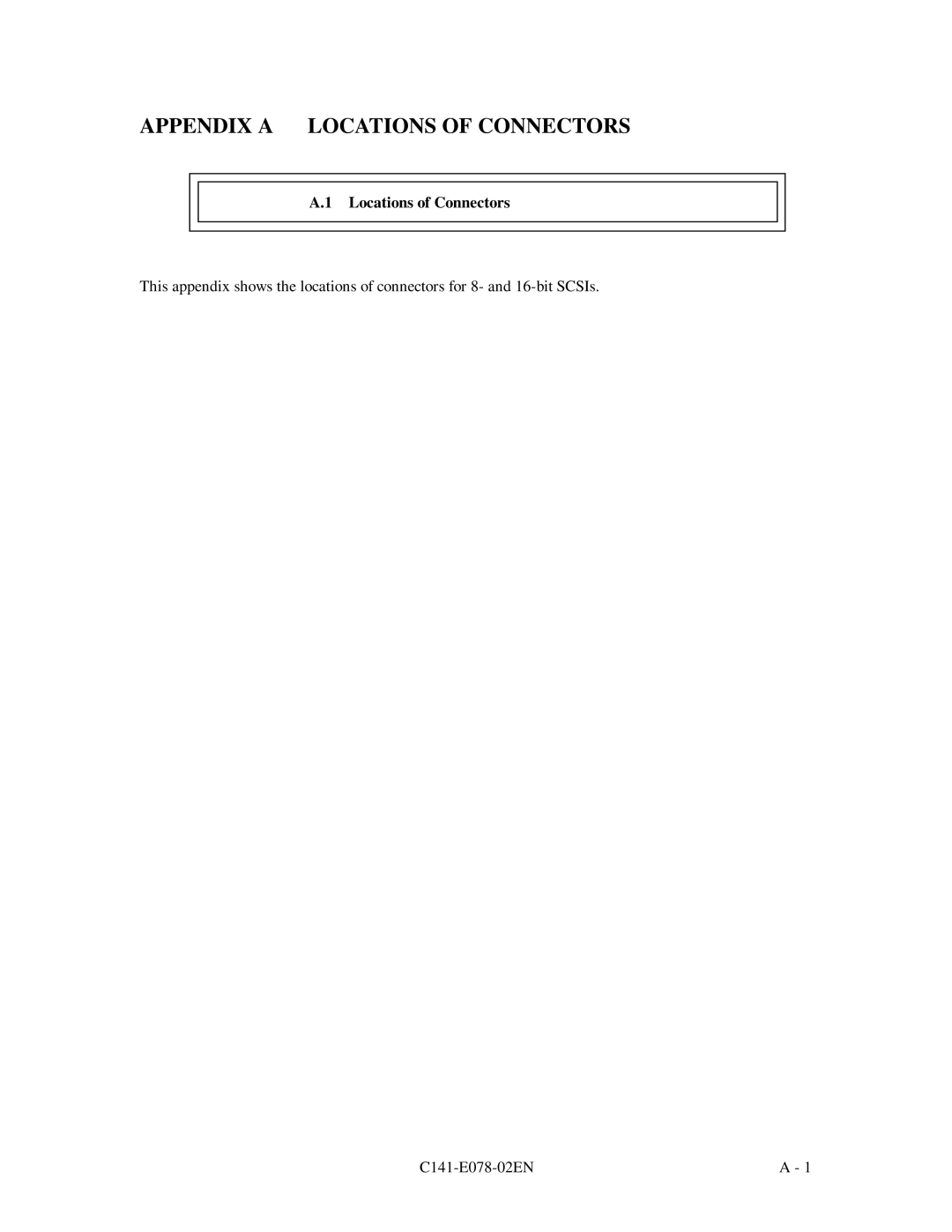 Fujitsu MAG3091FC, MAF3364FC, MAG3182FC manual Appendix a Locations of Connectors 