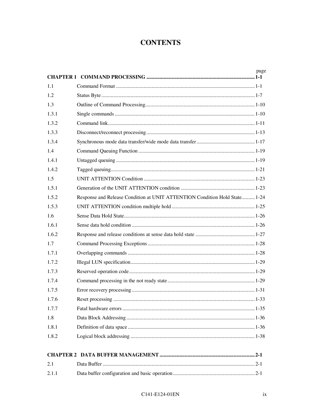 Fujitsu MAN3184, MAN3367, MAN3735 SERIES DISK DRIVES specifications Contents 