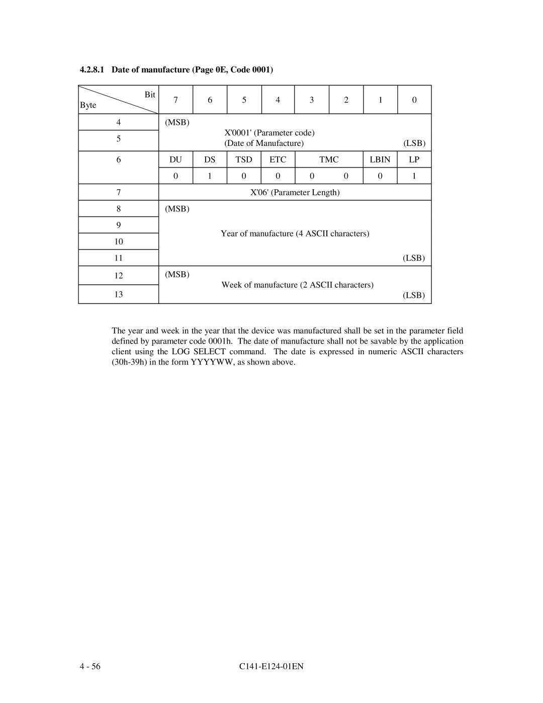 Fujitsu MAN3184, MAN3367, MAN3735 SERIES DISK DRIVES specifications Date of manufacture Page 0E, Code 