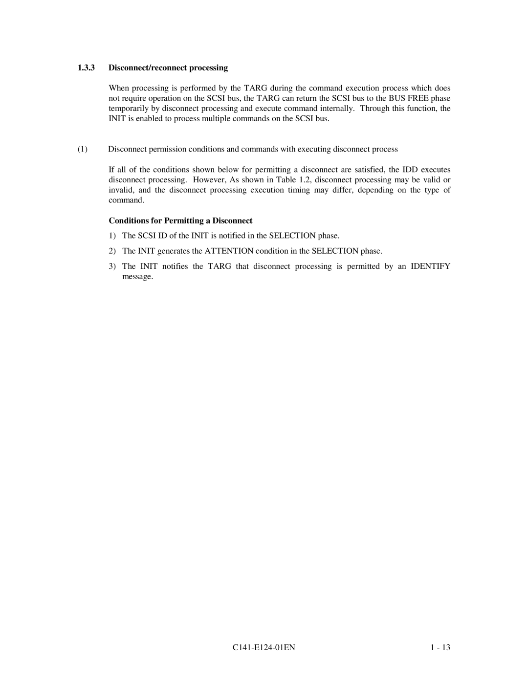 Fujitsu MAN3735, MAN3367, MAN3184 specifications Disconnect/reconnect processing, Conditions for Permitting a Disconnect 