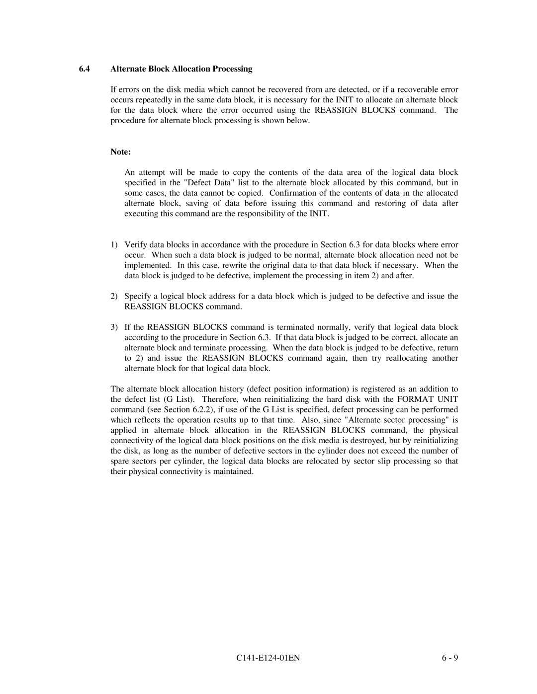 Fujitsu MAN3184, MAN3367, MAN3735 SERIES DISK DRIVES specifications Alternate Block Allocation Processing 