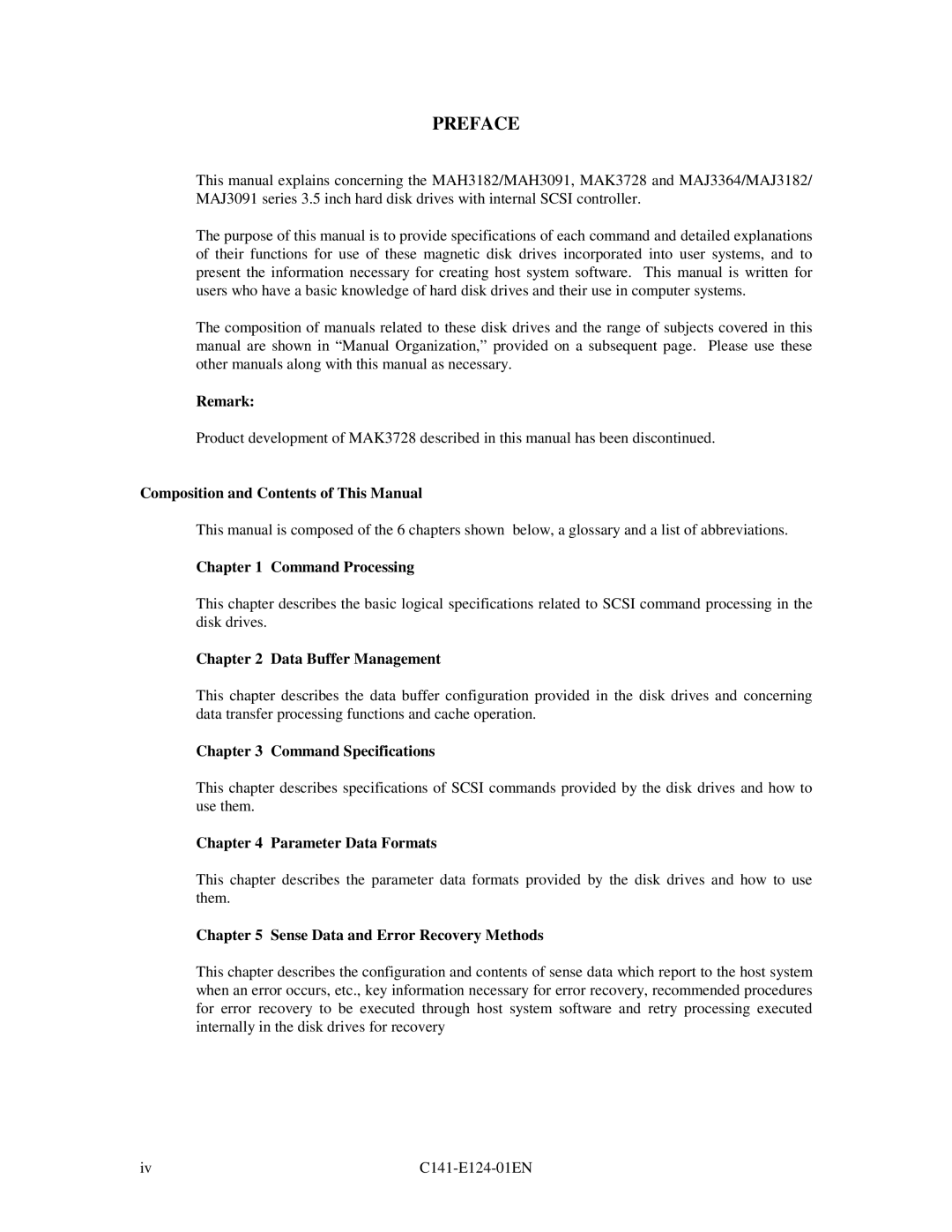 Fujitsu MAN3184, MAN3367 Remark, Composition and Contents of This Manual, Command Processing, Data Buffer Management 