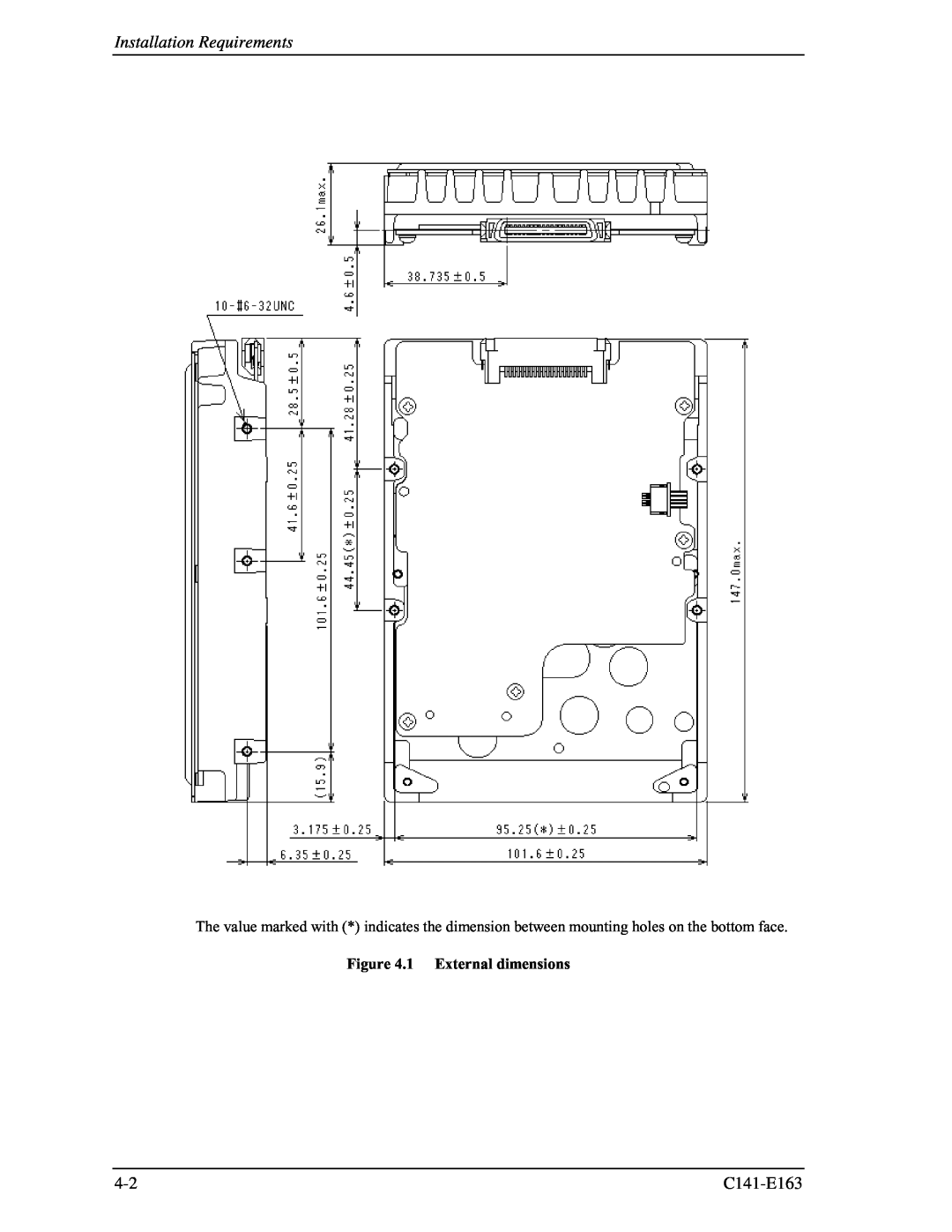 Fujitsu MAP3147FC, MAP3735FC manual Installation Requirements, 1 External dimensions 