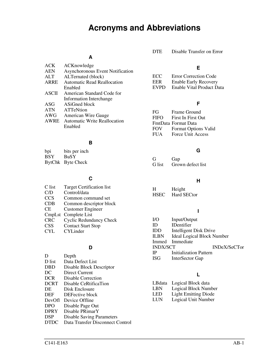 Fujitsu MAP3735FC, MAP3147FC manual Acronyms and Abbreviations 