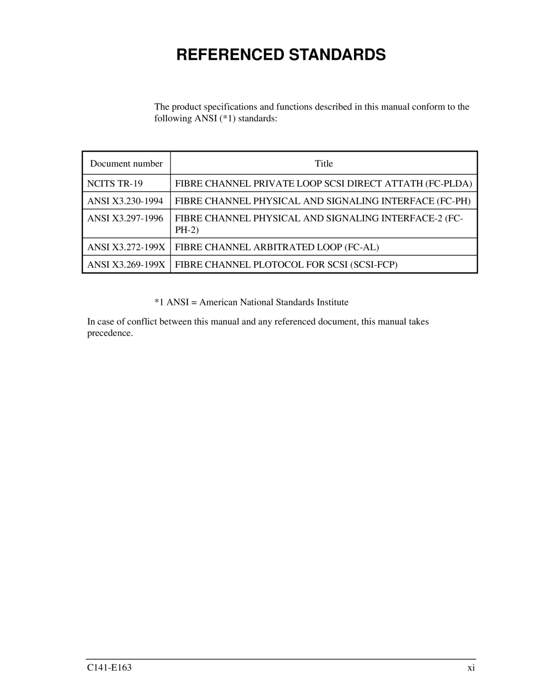 Fujitsu MAP3735FC, MAP3147FC manual Referenced Standards 