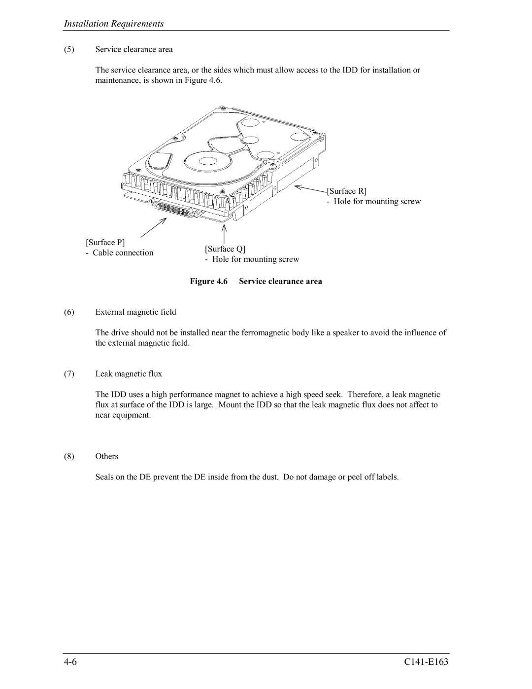 Fujitsu MAP3147FC, MAP3735FC manual Service clearance area 