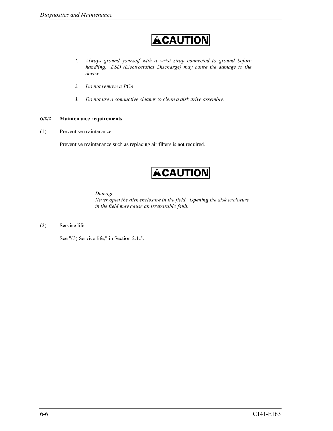 Fujitsu MAP3147FC, MAP3735FC manual Maintenance requirements 