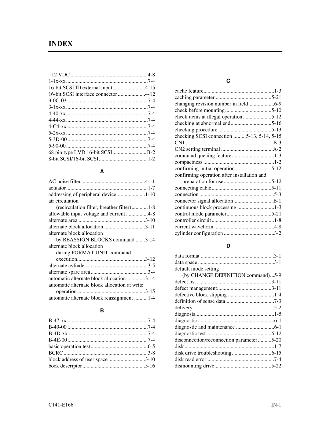 Fujitsu MAP3147NC/NP, MAP3735NC/NP, MAP3367NC/NP manual Index, Bcrc, CN1 