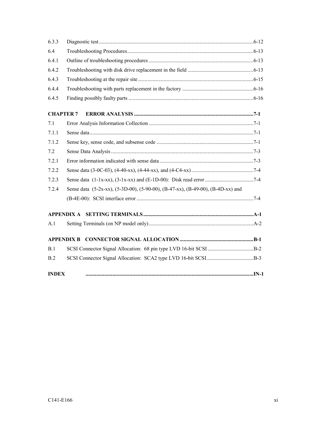 Fujitsu MAP3735NC/NP, MAP3147NC/NP, MAP3367NC/NP manual Error Analysis, IN-1 