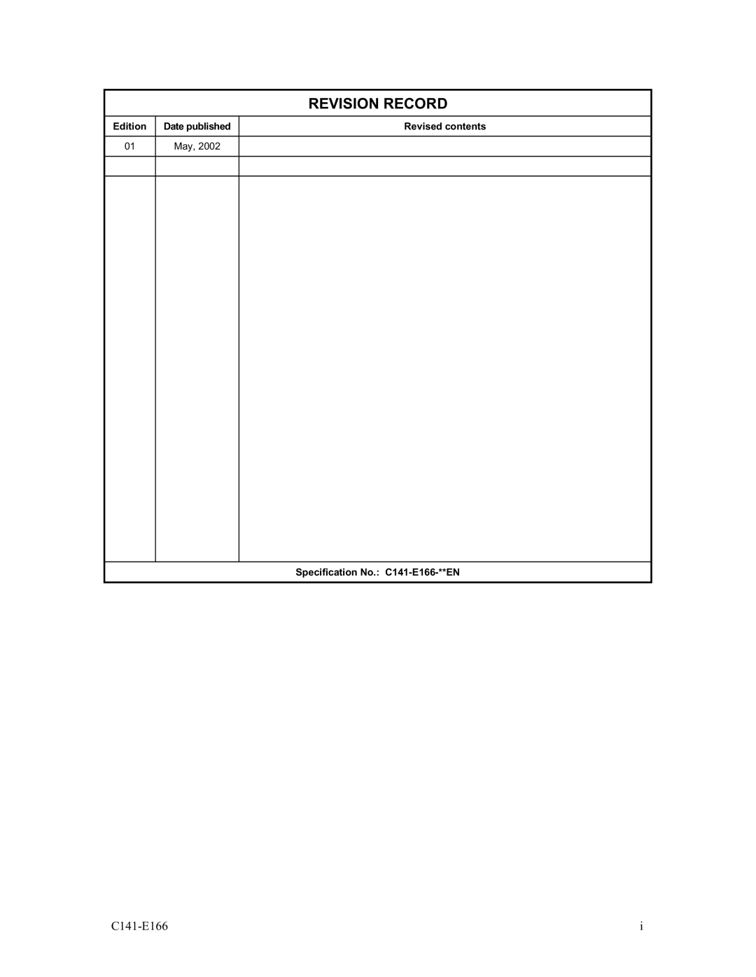 Fujitsu MAP3147NC/NP, MAP3735NC/NP, MAP3367NC/NP manual Revision Record 