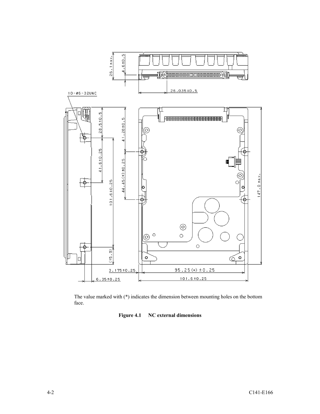 Fujitsu MAP3147NC/NP, MAP3735NC/NP, MAP3367NC/NP manual NC external dimensions 