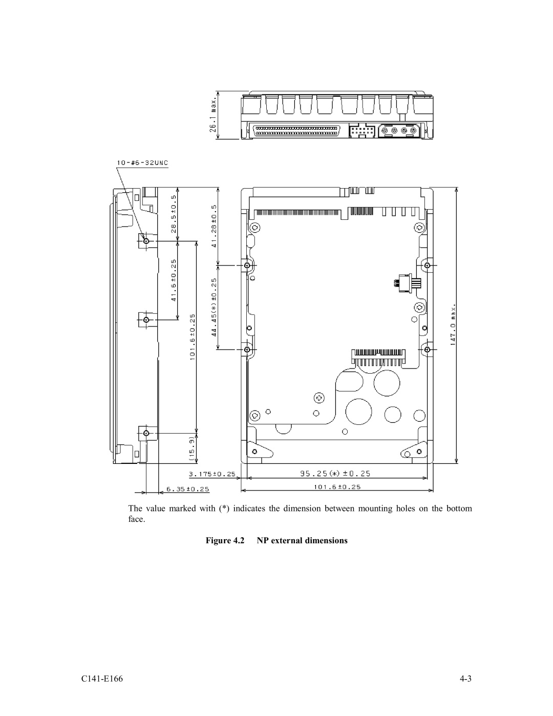 Fujitsu MAP3735NC/NP, MAP3147NC/NP, MAP3367NC/NP manual NP external dimensions 