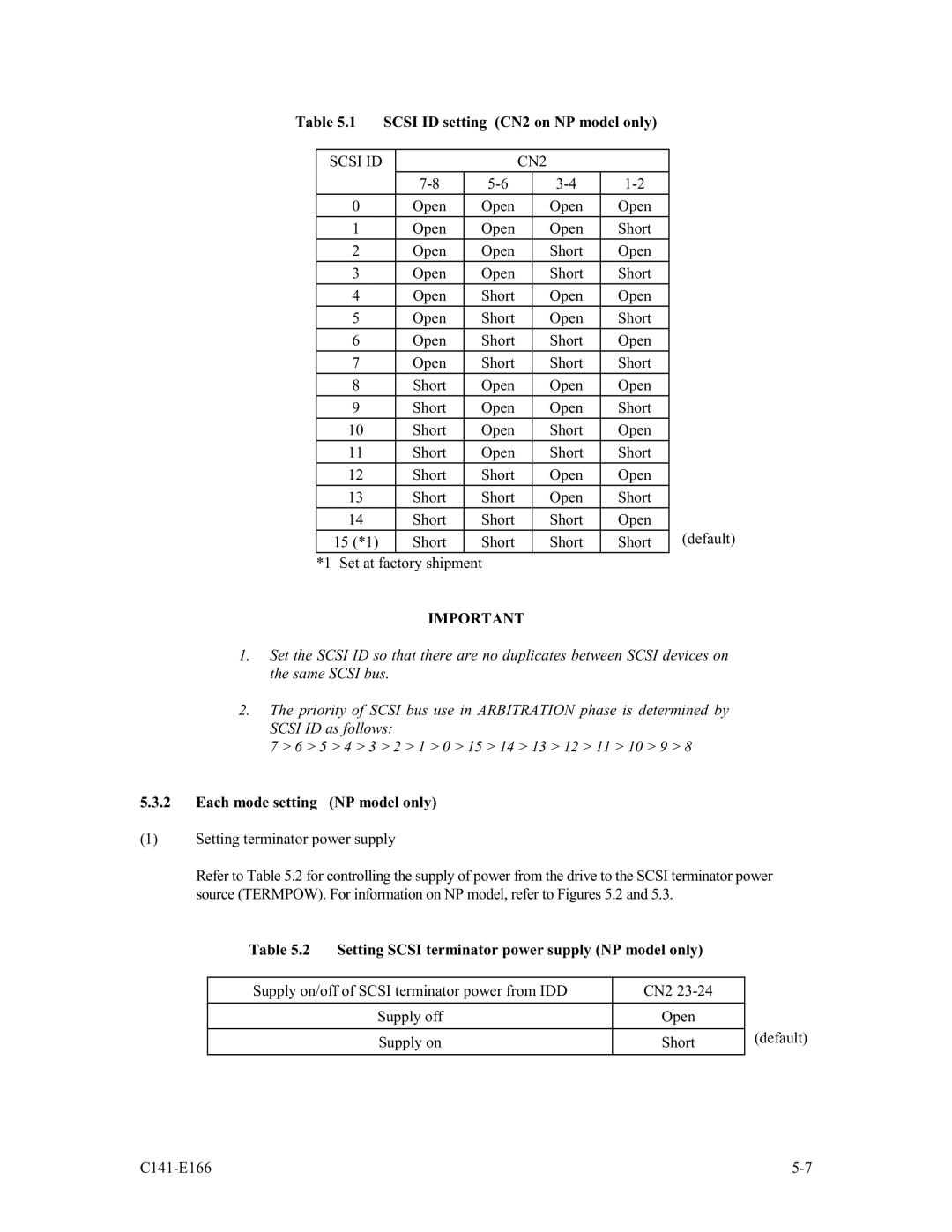 Fujitsu MAP3147NC/NP, MAP3735NC/NP manual Scsi ID setting CN2 on NP model only, Scsi ID CN2, Each mode setting NP model only 