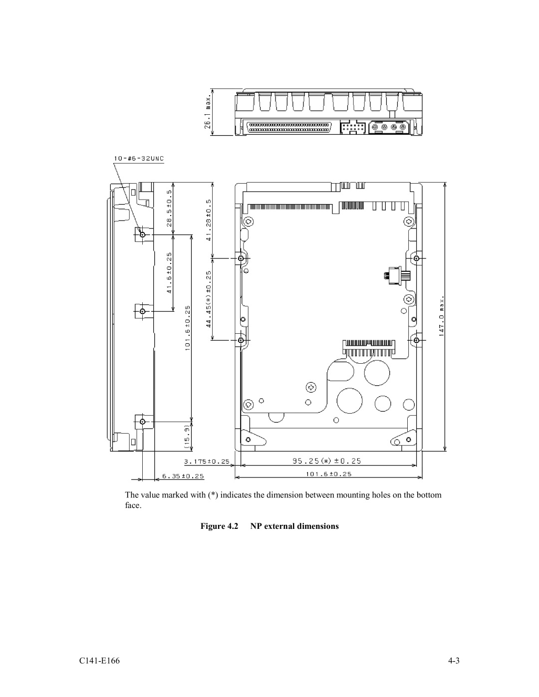 Fujitsu MAP3147NC/NP, MAP3735NP, MAP3735NC/NP, MAP3367NC/NP, MAP3367NP manual NP external dimensions 