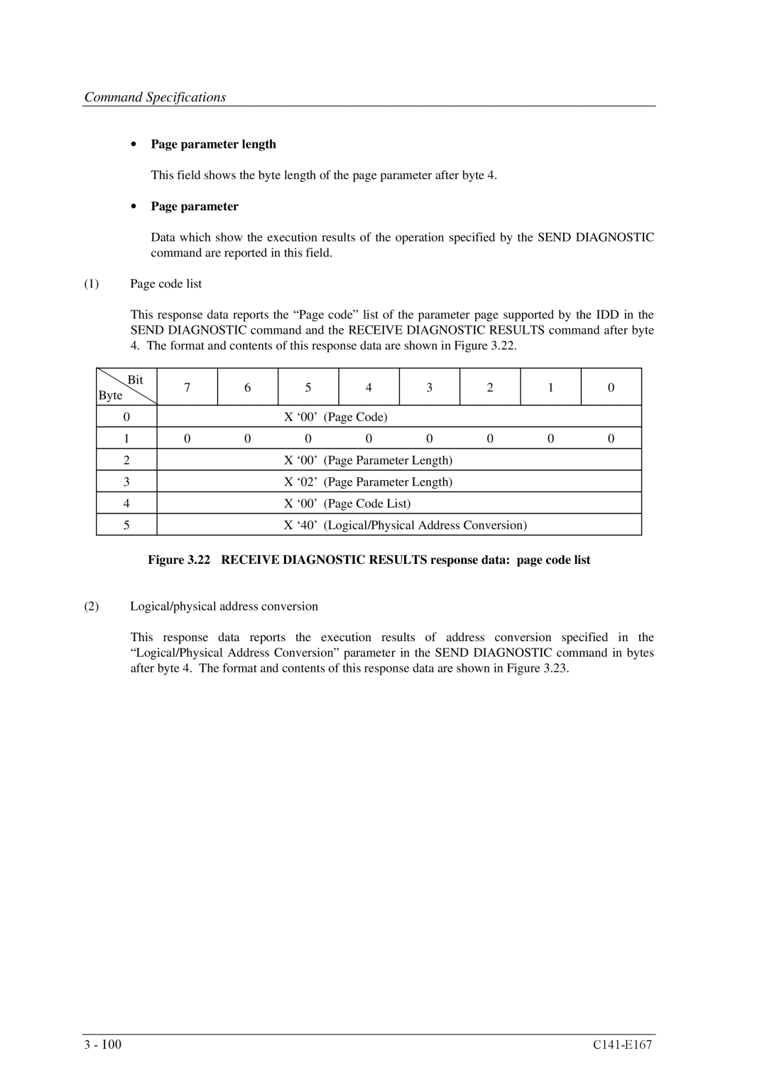 Fujitsu MAS3735, MAP3367, MAP3147, MAP3735, MAS3367 specifications Receive Diagnostic Results response data page code list 