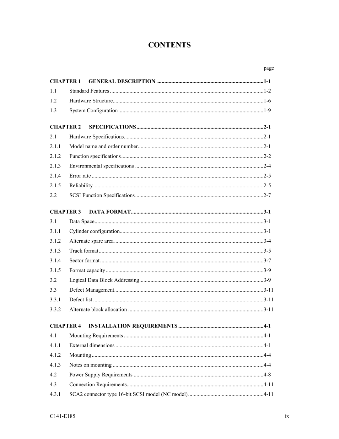 Fujitsu MAS3735NC/NP, MAS3184NC/NP, MAS3367NC/NP manual Contents 