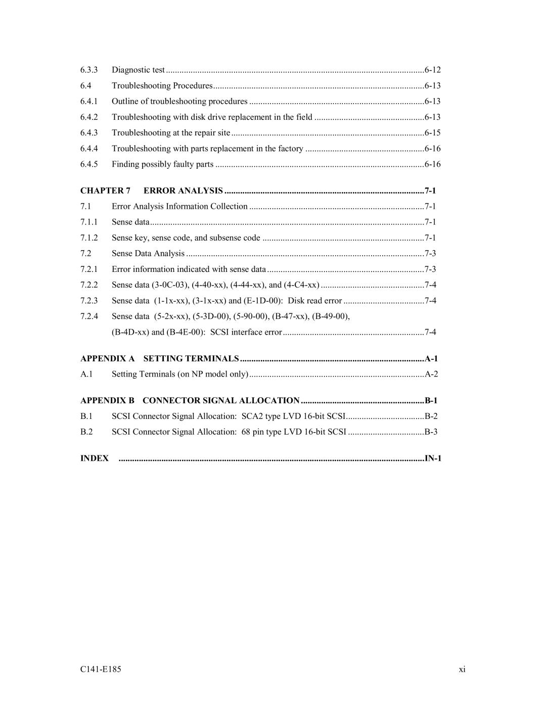 Fujitsu MAS3367NC/NP, MAS3184NC/NP, MAS3735NC/NP manual Appendix B Connector Signal Allocation, IN-1 