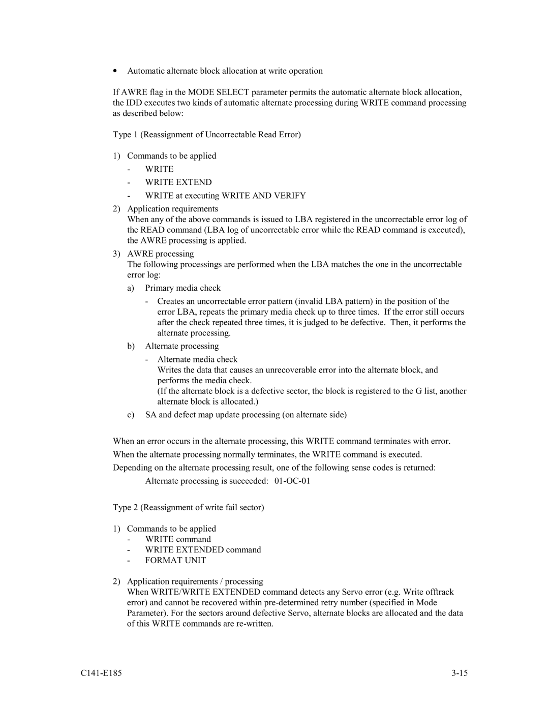 Fujitsu MAS3367NC/NP, MAS3184NC/NP, MAS3735NC/NP manual Write Write Extend, Format Unit 