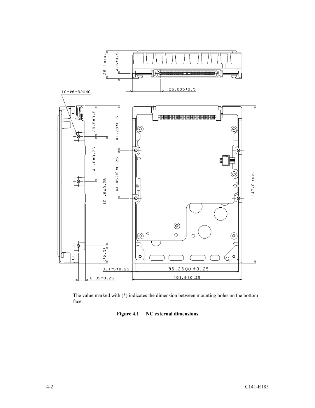 Fujitsu MAS3367NC/NP, MAS3184NC/NP, MAS3735NC/NP manual NC external dimensions 