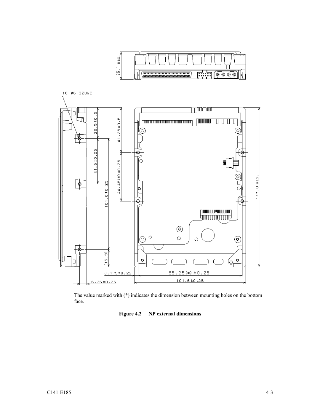 Fujitsu MAS3735NC/NP, MAS3184NC/NP, MAS3367NC/NP manual NP external dimensions 