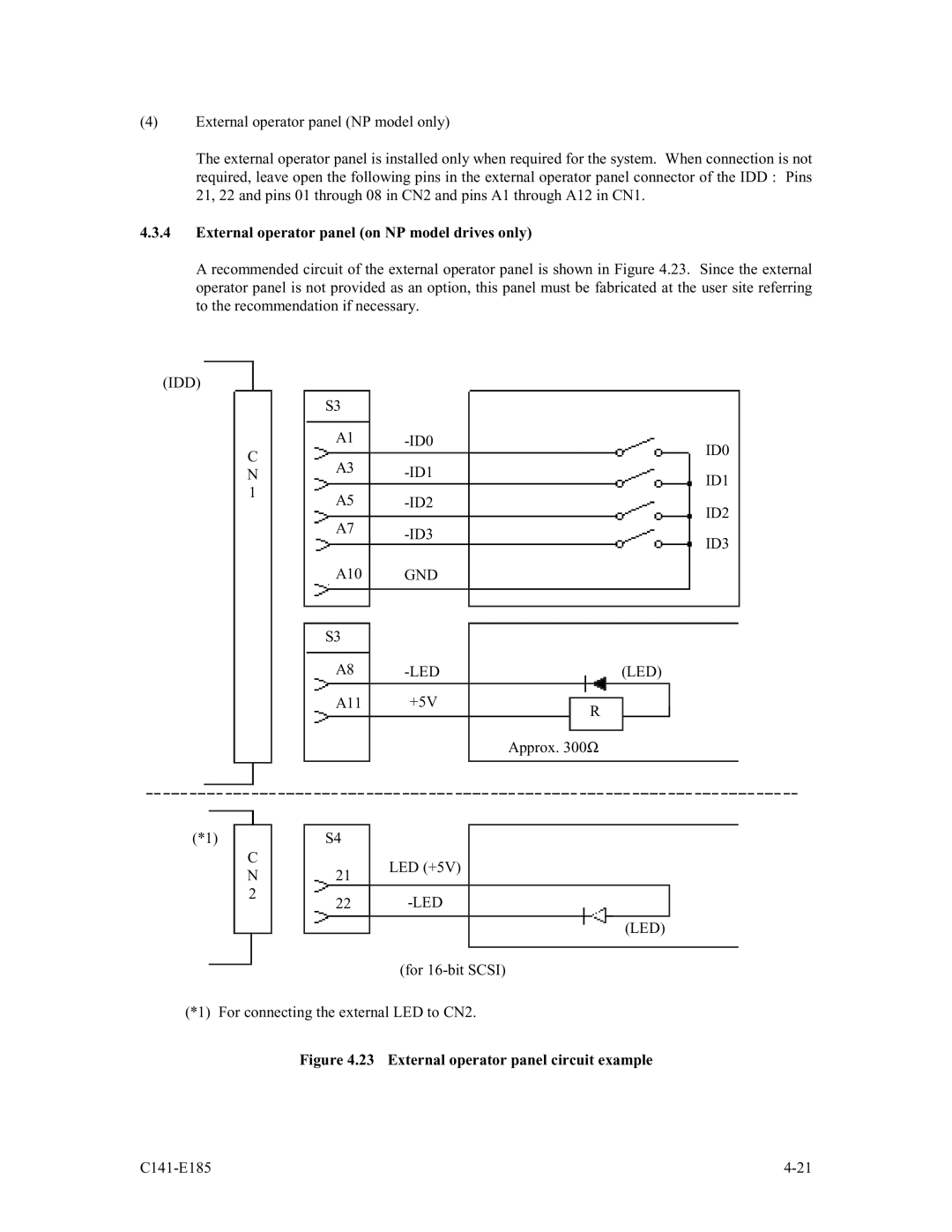 Fujitsu MAS3735NC/NP, MAS3184NC/NP manual External operator panel on NP model drives only, GND Ledled, LED ID0 ID1 ID2 ID3 