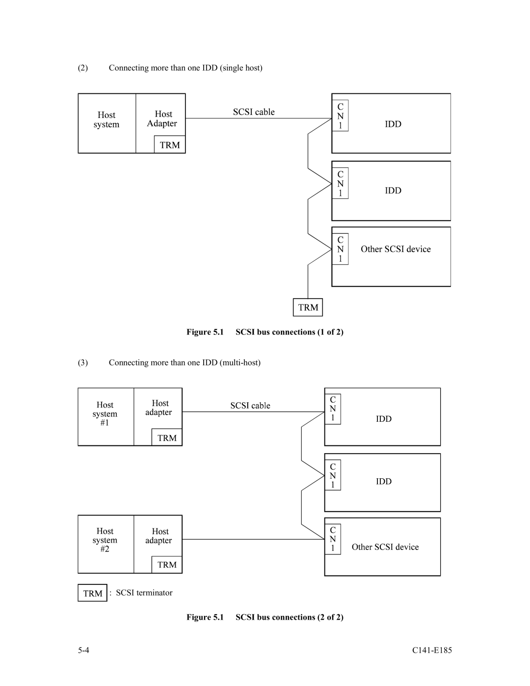 Fujitsu MAS3367NC/NP, MAS3184NC/NP, MAS3735NC/NP manual Scsi bus connections 1 