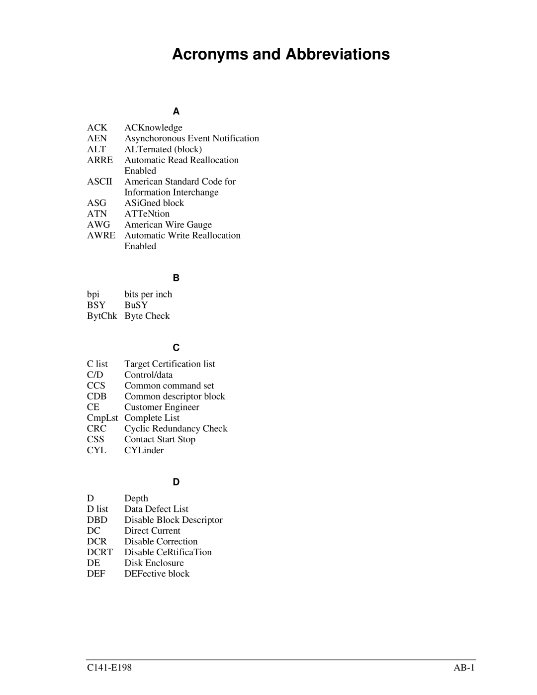 Fujitsu MAS3735FC, MAS3367FC manual Acronyms and Abbreviations 