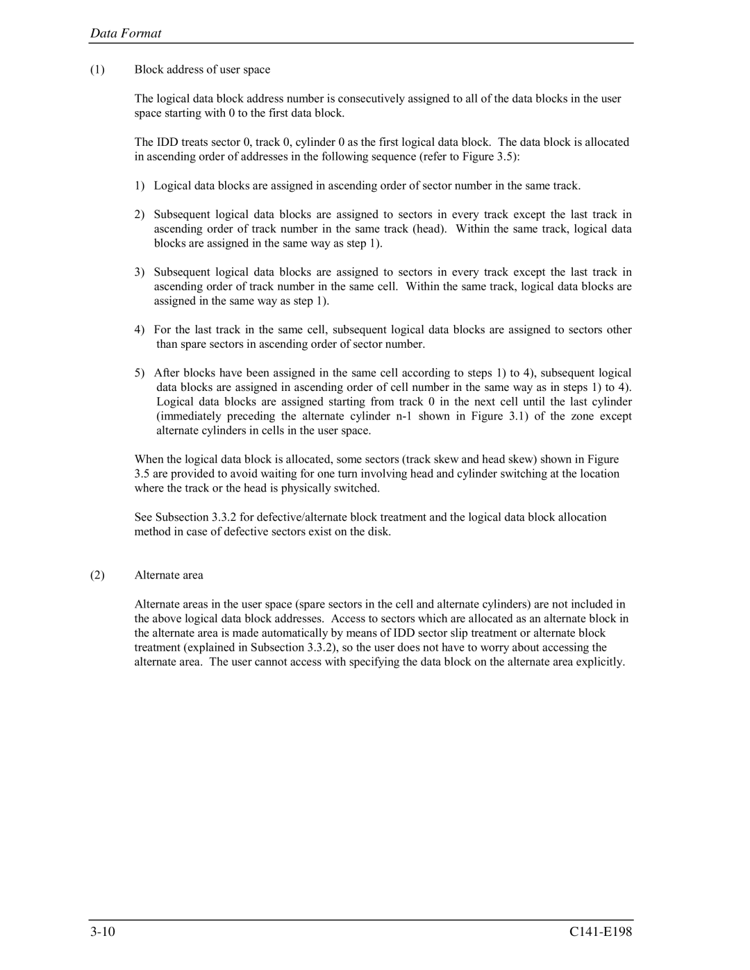 Fujitsu MAS3367FC, MAS3735FC manual Data Format 