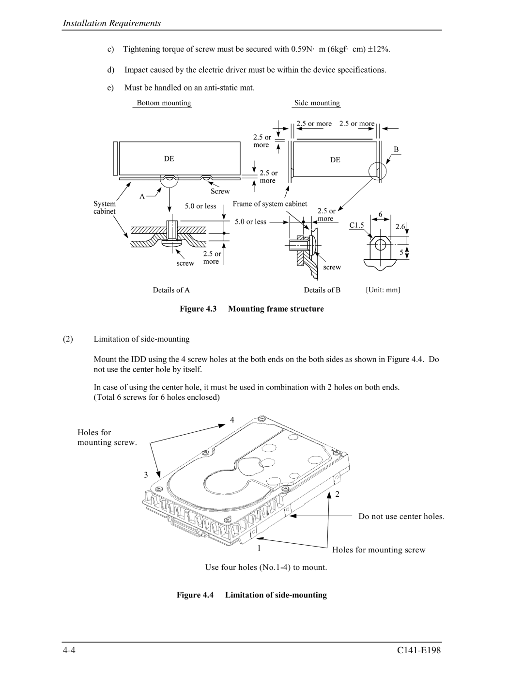 Fujitsu MAS3367FC, MAS3735FC manual Mounting frame structure 