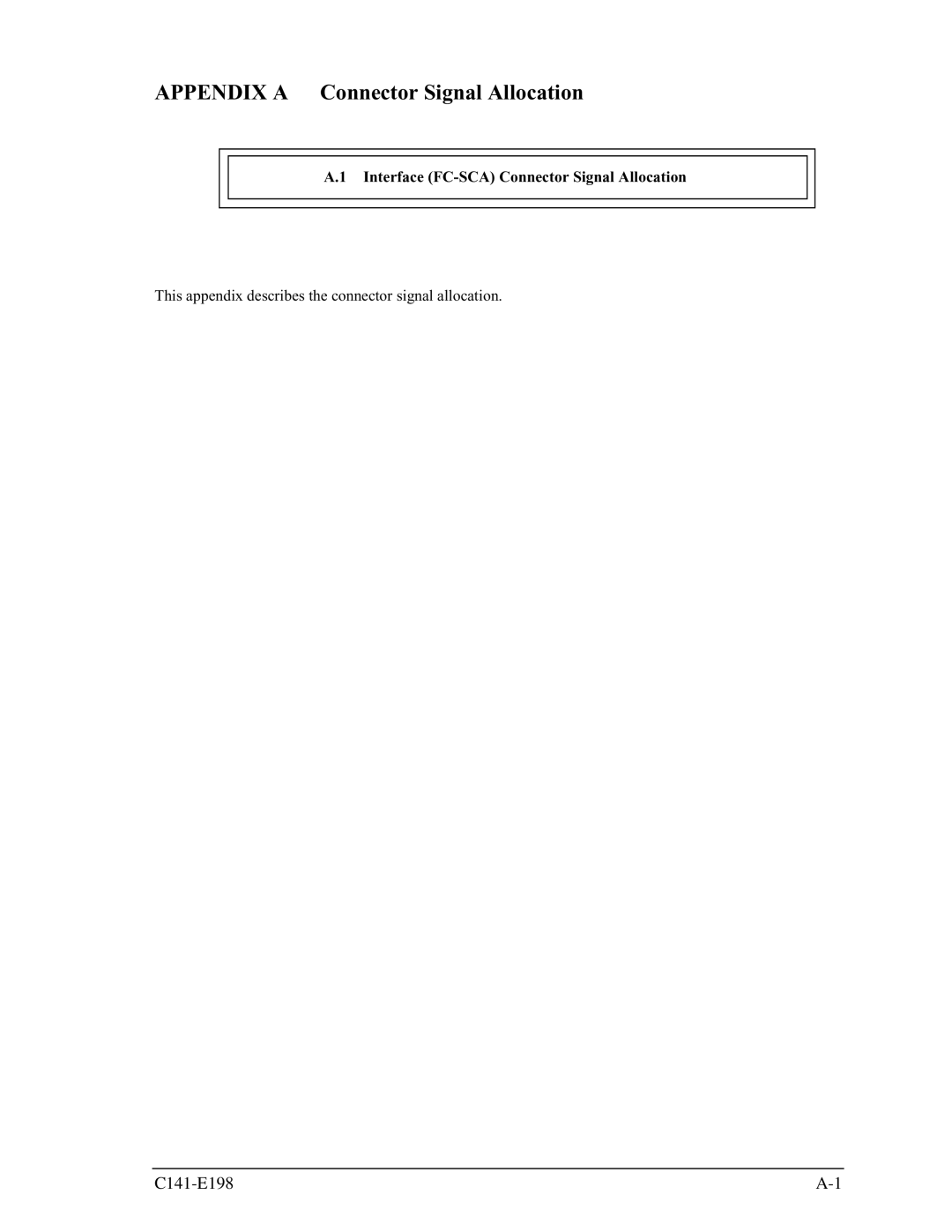 Fujitsu MAS3735FC, MAS3367FC manual Appendix a Connector Signal Allocation 