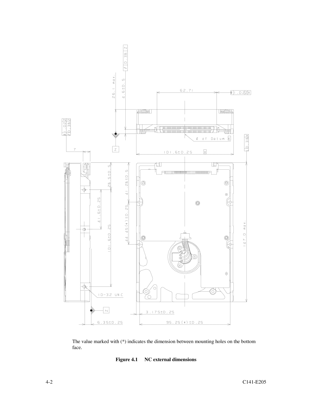 Fujitsu MAU3147NC/NP, MAU3073NC/NP, MAU3036NC/NP manual NC external dimensions 