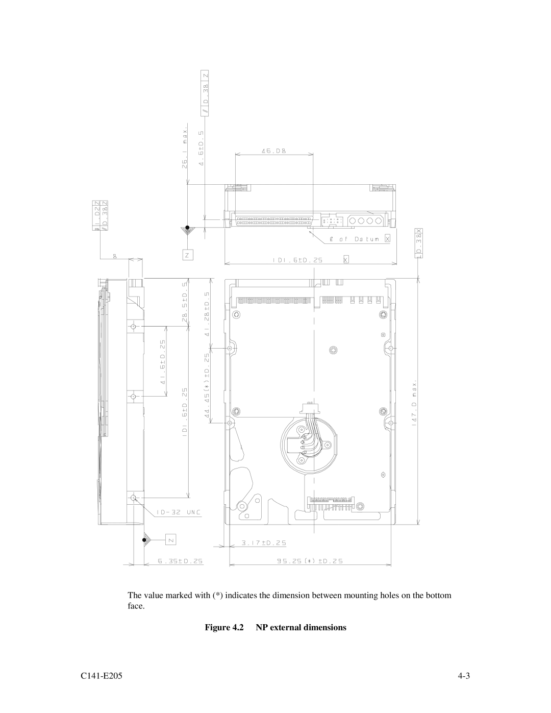 Fujitsu MAU3036NC/NP, MAU3073NC/NP, MAU3147NC/NP manual NP external dimensions 