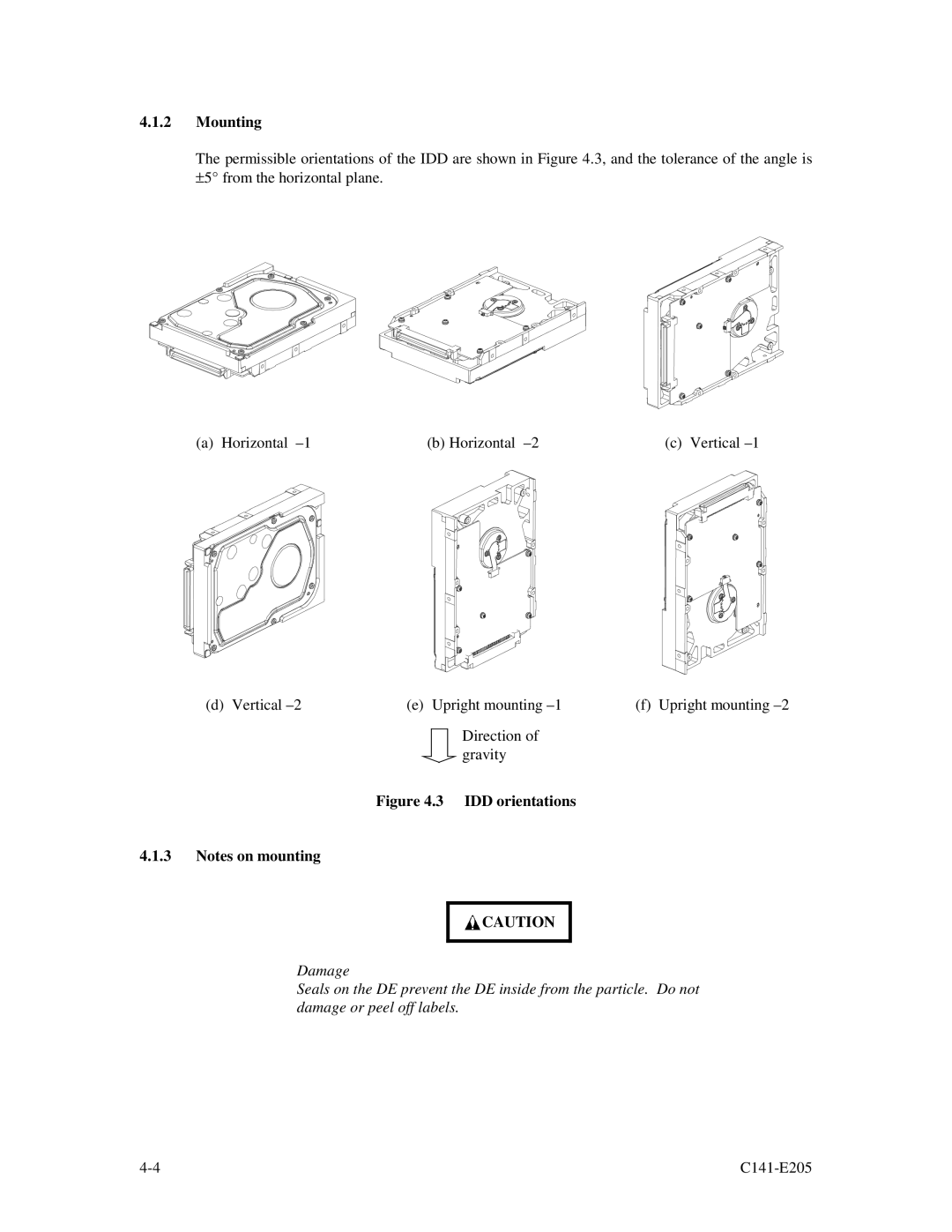 Fujitsu MAU3073NC/NP, MAU3147NC/NP, MAU3036NC/NP manual Mounting, IDD orientations 