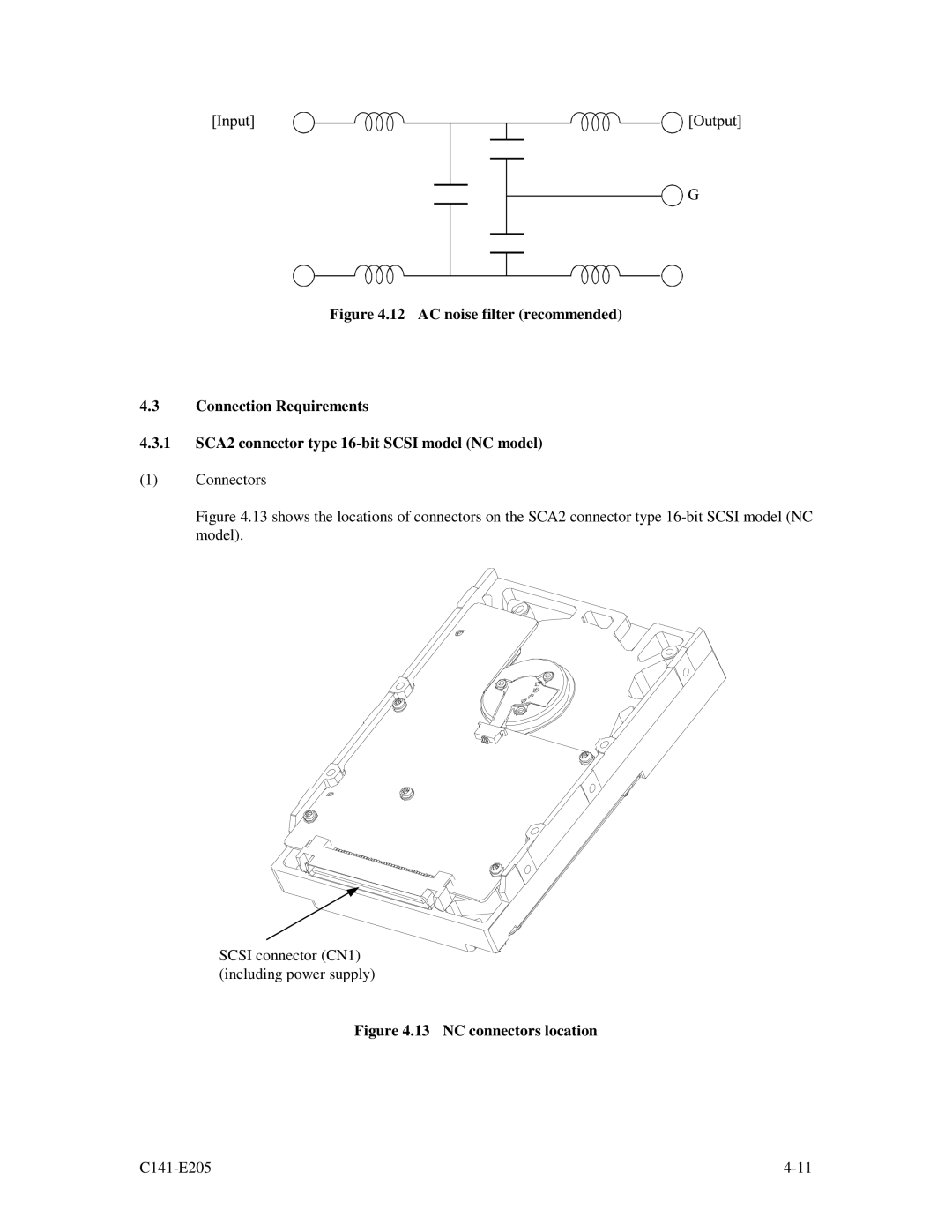 Fujitsu MAU3147NC/NP, MAU3073NC/NP, MAU3036NC/NP manual NC connectors location 