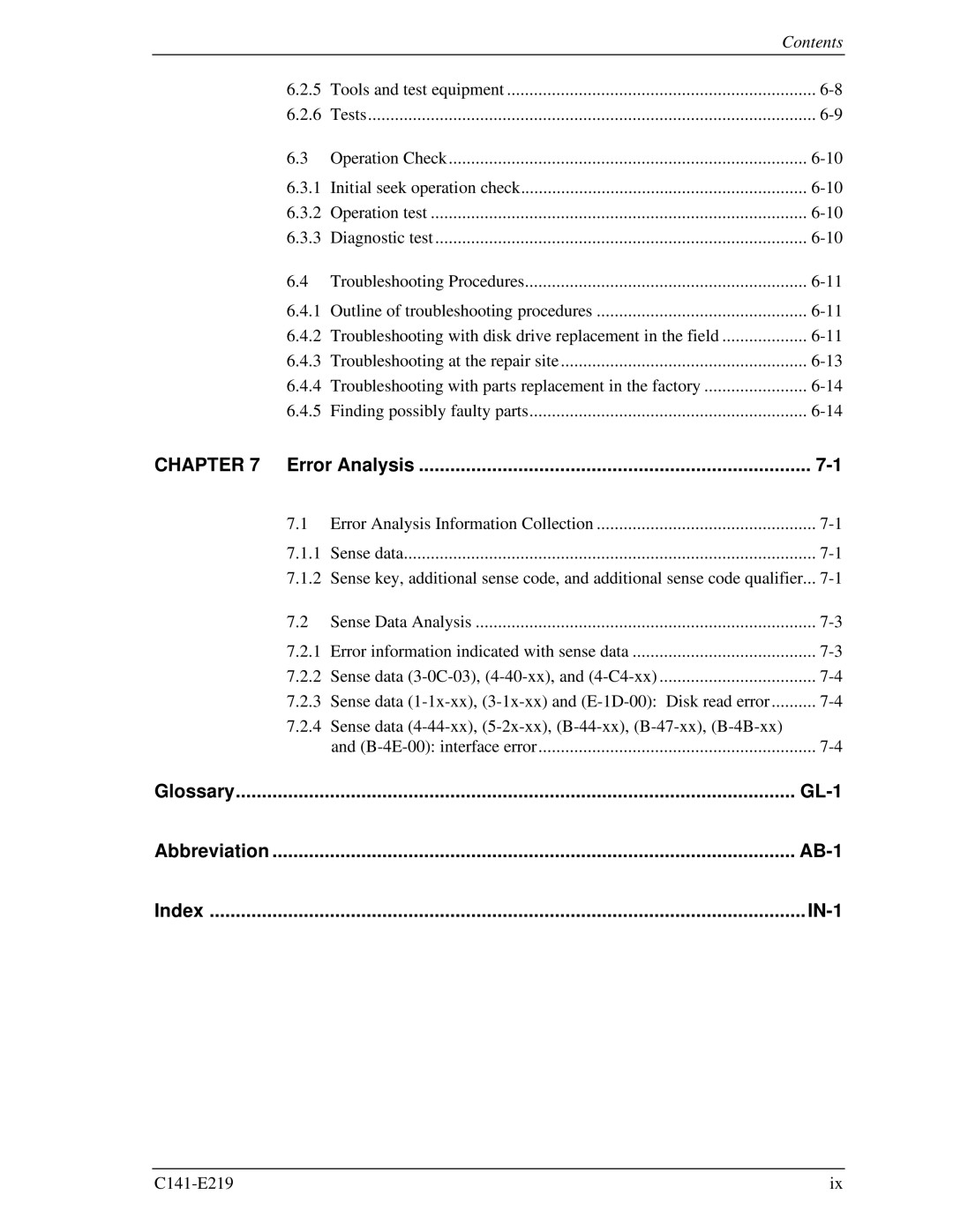 Fujitsu MAV2036RC, MAV2073RC manual Troubleshooting with disk drive replacement in the field 